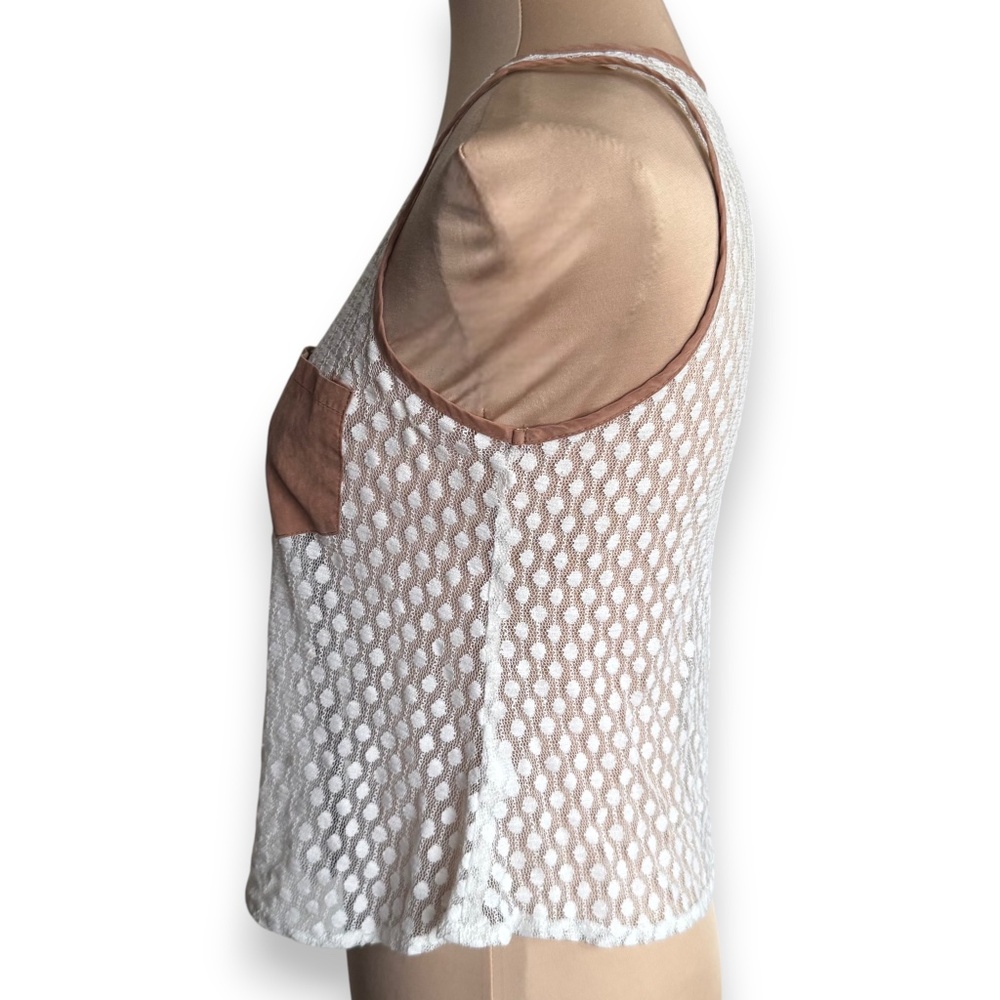 MUSTARD SEED White Sheer Polka Dot Lace Tank Top S - Picture 2 of 9